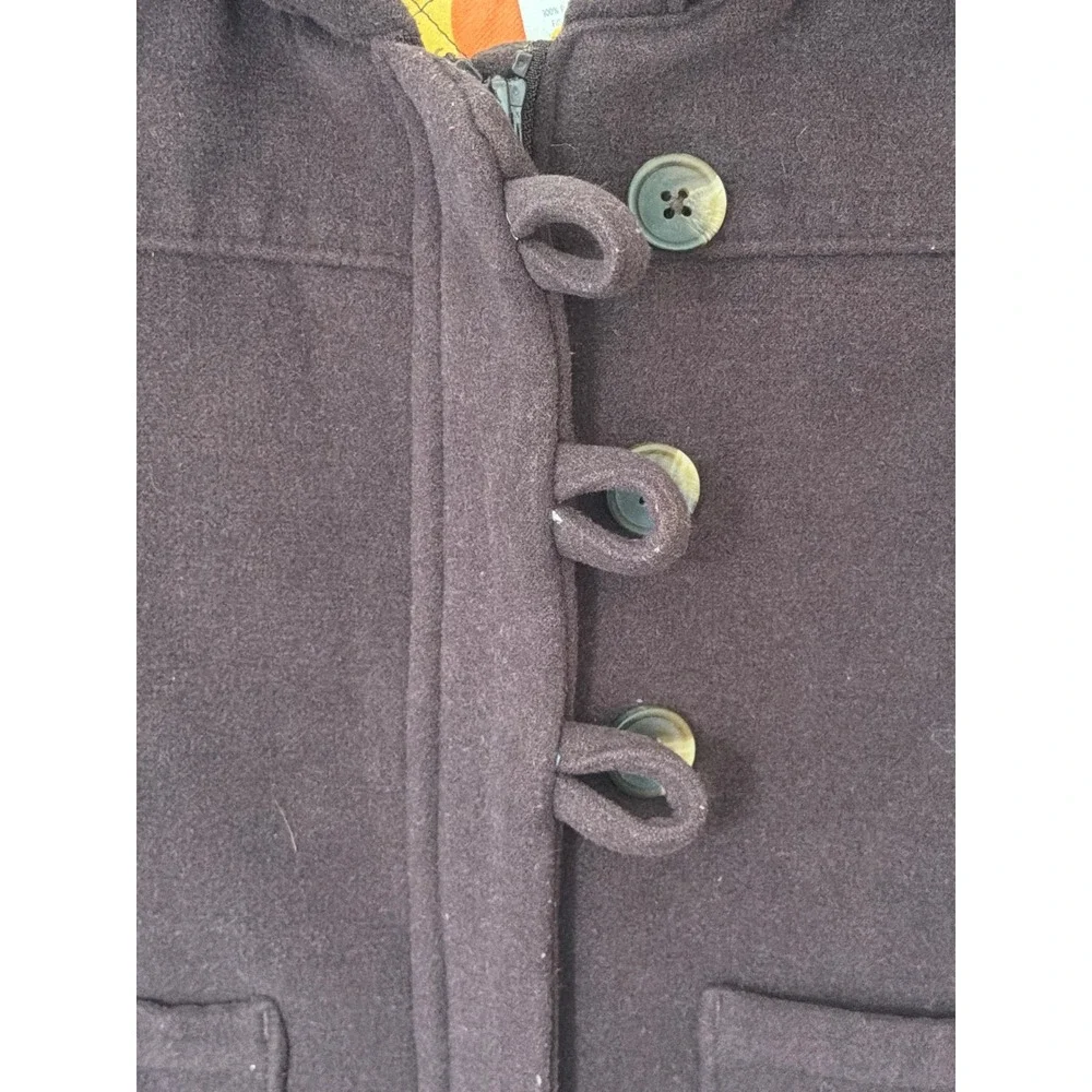 Gymboree Girls Brown Hooded Duffle Coat Sunflower Floral Lining 18-24M Toddler